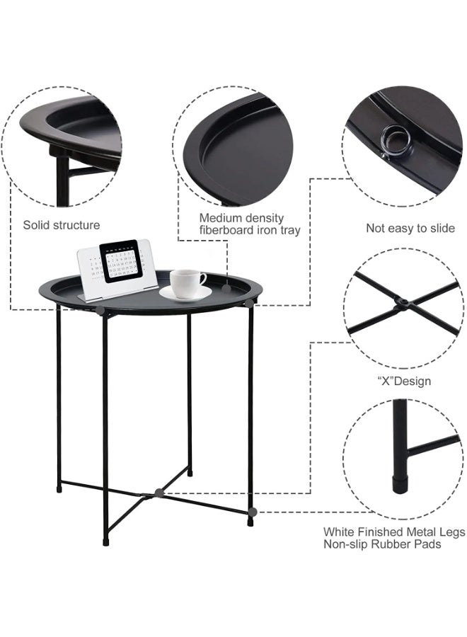 بلومنغ تايم طاولة جانبية معدنية قابلة للطي للاستخدام الخارجي - طاولة جانبية محمولة للفناء والشرفة، طاولة صينية قابلة للطي مقاومة للعوامل الجوية، مثالية للاستخدام الخارجي، والاسترخاء في الأماكن المغلقة، والتخييم، وحمامات السباحة - Image 2